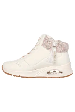 Sneakers bianche alte con collo in maglia Skechers Uno Gen1 Darling Daze