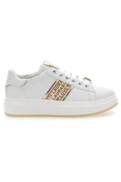 Sneakers Bianche con Bande Laterali Oro LAURA BIAGIOTTI L8945