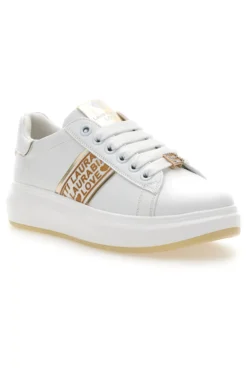 Sneakers Bianche con Bande Laterali Oro LAURA BIAGIOTTI L8945