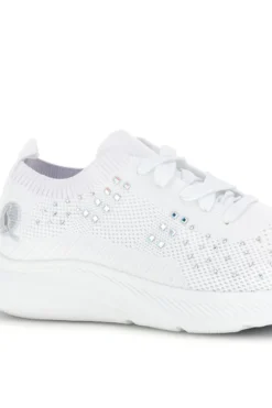 Sneakers Bianche con brillantini in tessuto traforato Canguro CA1206