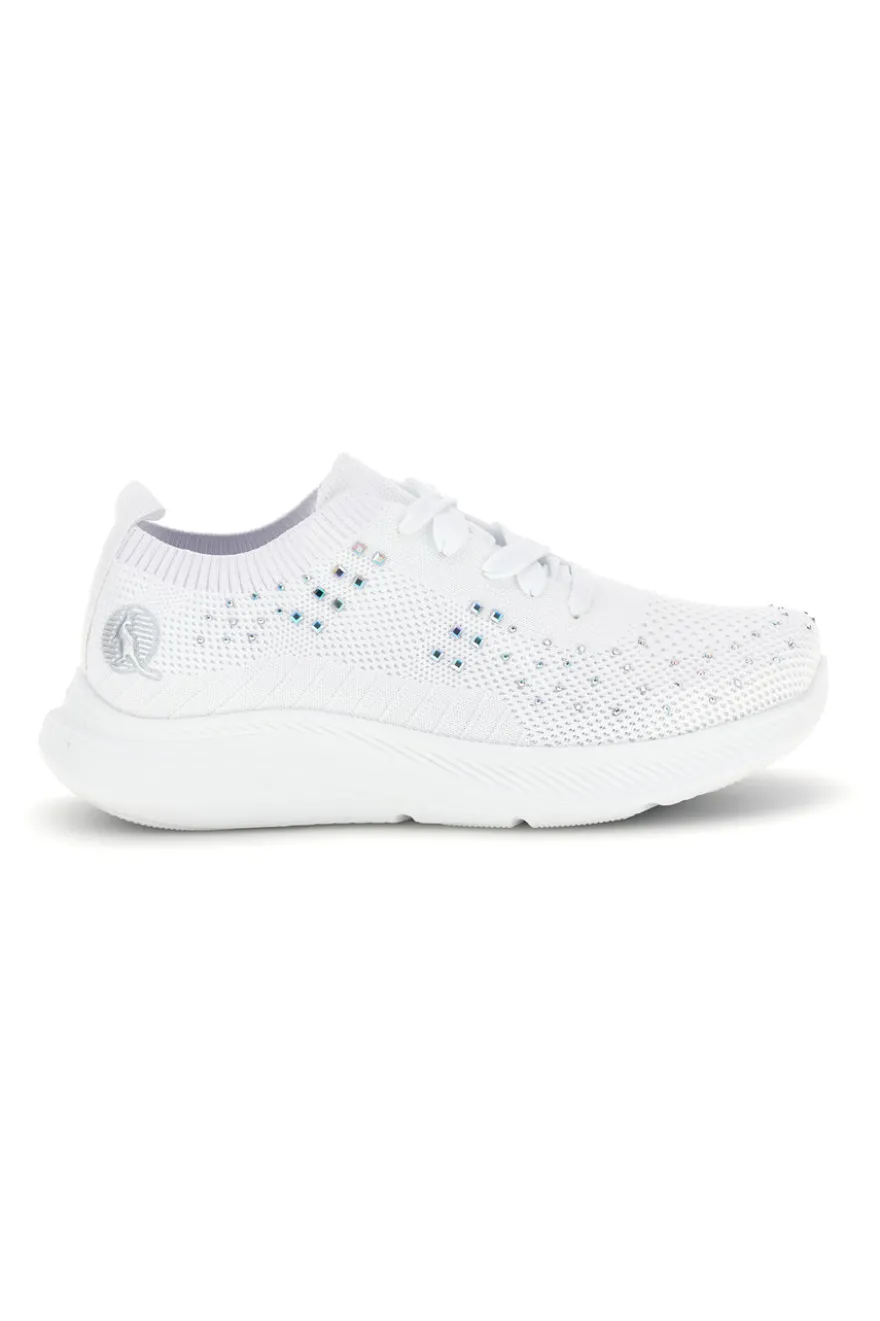 Sneakers Bianche con brillantini in tessuto traforato Canguro CA1206