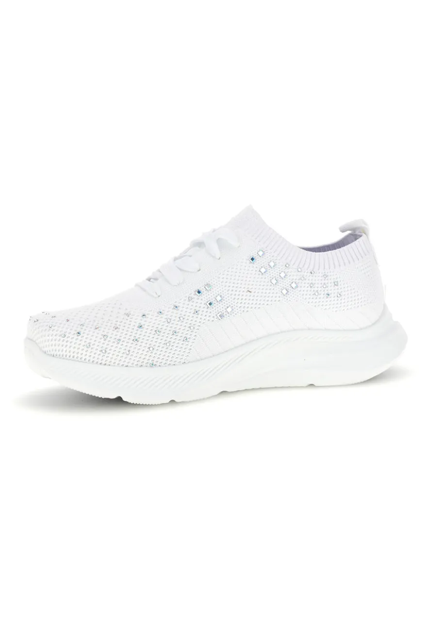 Sneakers Bianche con brillantini in tessuto traforato Canguro CA1206