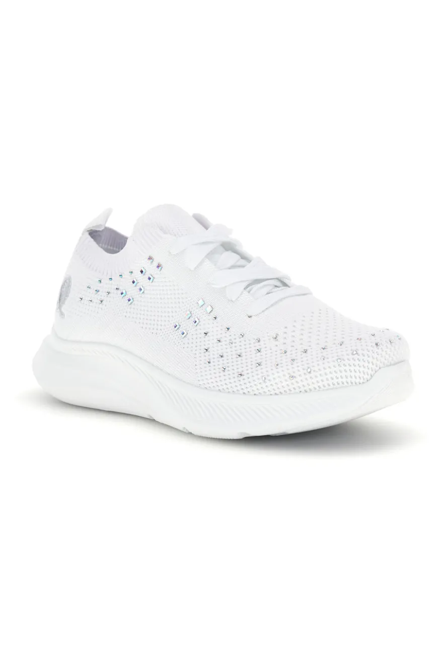 Sneakers Bianche con brillantini in tessuto traforato Canguro CA1206