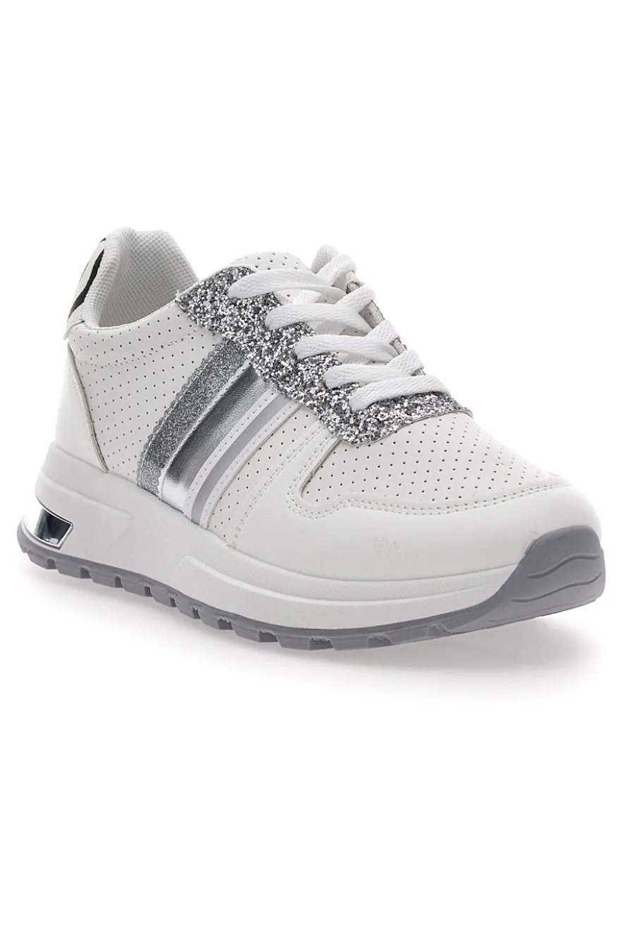 Sneakers Bianche Con Dettagli Argento Cafe' Cost 206