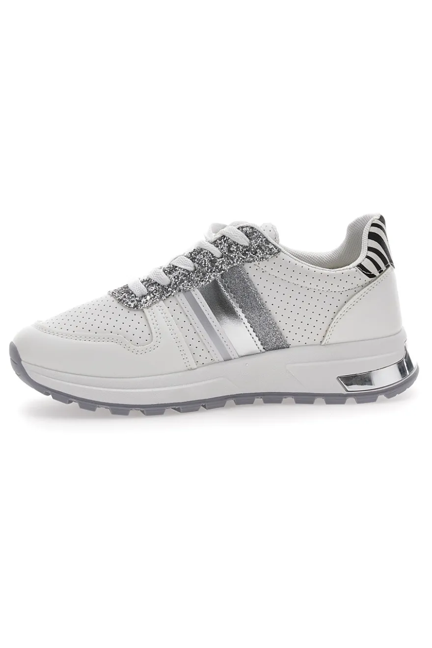 Sneakers Bianche Con Dettagli Argento Cafe' Cost 206