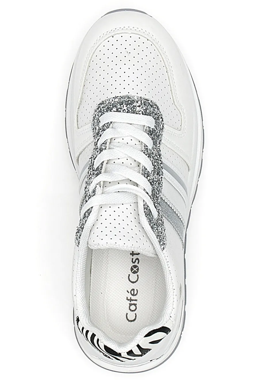 Sneakers Bianche Con Dettagli Argento Cafe' Cost 206