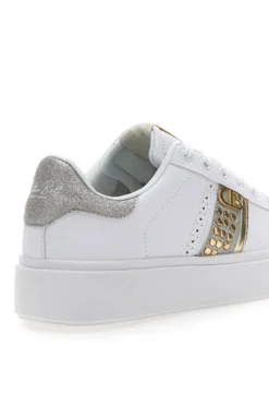 Sneakers Bianche con Dettagli Dorati COTTON BELT ANNUNZIATA LTH