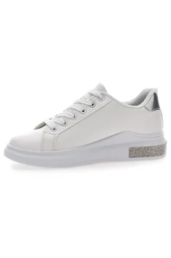 Sneakers Bianche Con Dettagli Argentati Prima Riga 460
