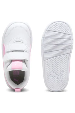 Sneakers bianche con dettagli rosa e strappi regolabili Puma Courtflex V3 V Inf