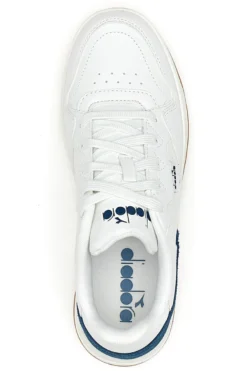 Sneakers Bianche con Dettaglio Posteriore Blu in Pelle DIADORA GINGER