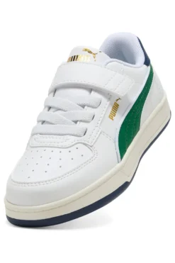 Sneakers bianche con dettagli verdi bambino con strappo Puma Caven 2 Retro AC + PS