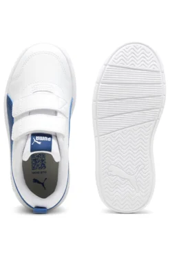 Sneakers bianche con dettagli blu e doppio strappo Puma Courtflex v3