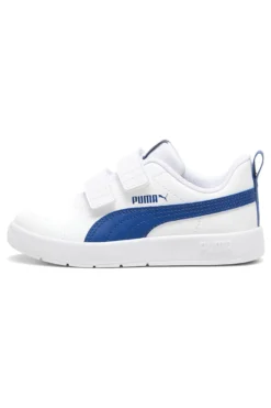 Sneakers bianche con dettagli blu e doppio strappo Puma Courtflex v3