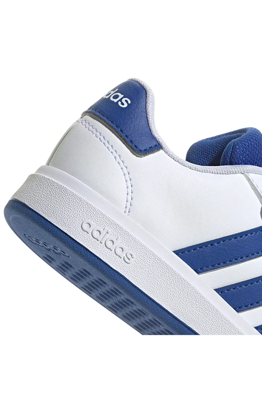 Sneakers bianche con dettagli blu e chiusura mista Adidas Grand Court 2 EL C