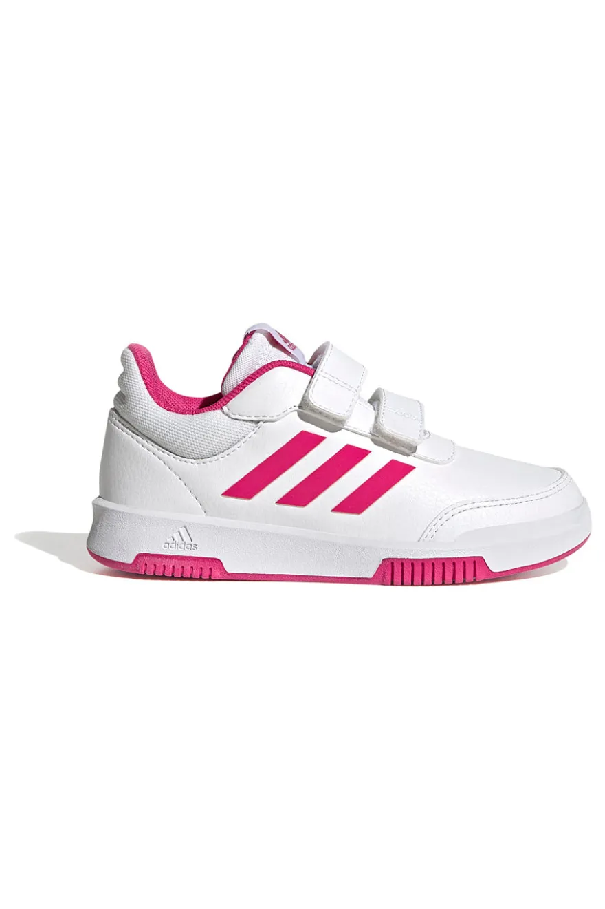 Sneakers bianche con dettagli fucsia e doppio strappo Adidas Tensaur Sport 2 CF K