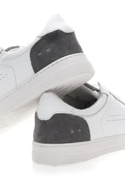 Sneakers Bianche con Dettagli Grigi in Pelle Made in Italy PTR 123