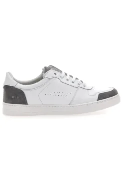 Sneakers Bianche con Dettagli Grigi in Pelle Made in Italy PTR 123