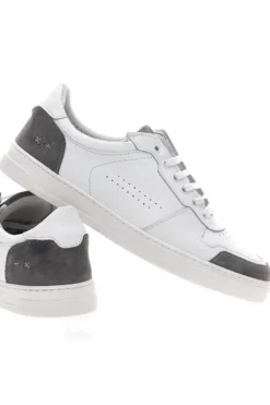 Sneakers Bianche con Dettagli Grigi in Pelle Made in Italy PTR 123