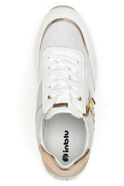 Sneakers bianche con dettagli oro rosa e zeppa Inblu 486IN