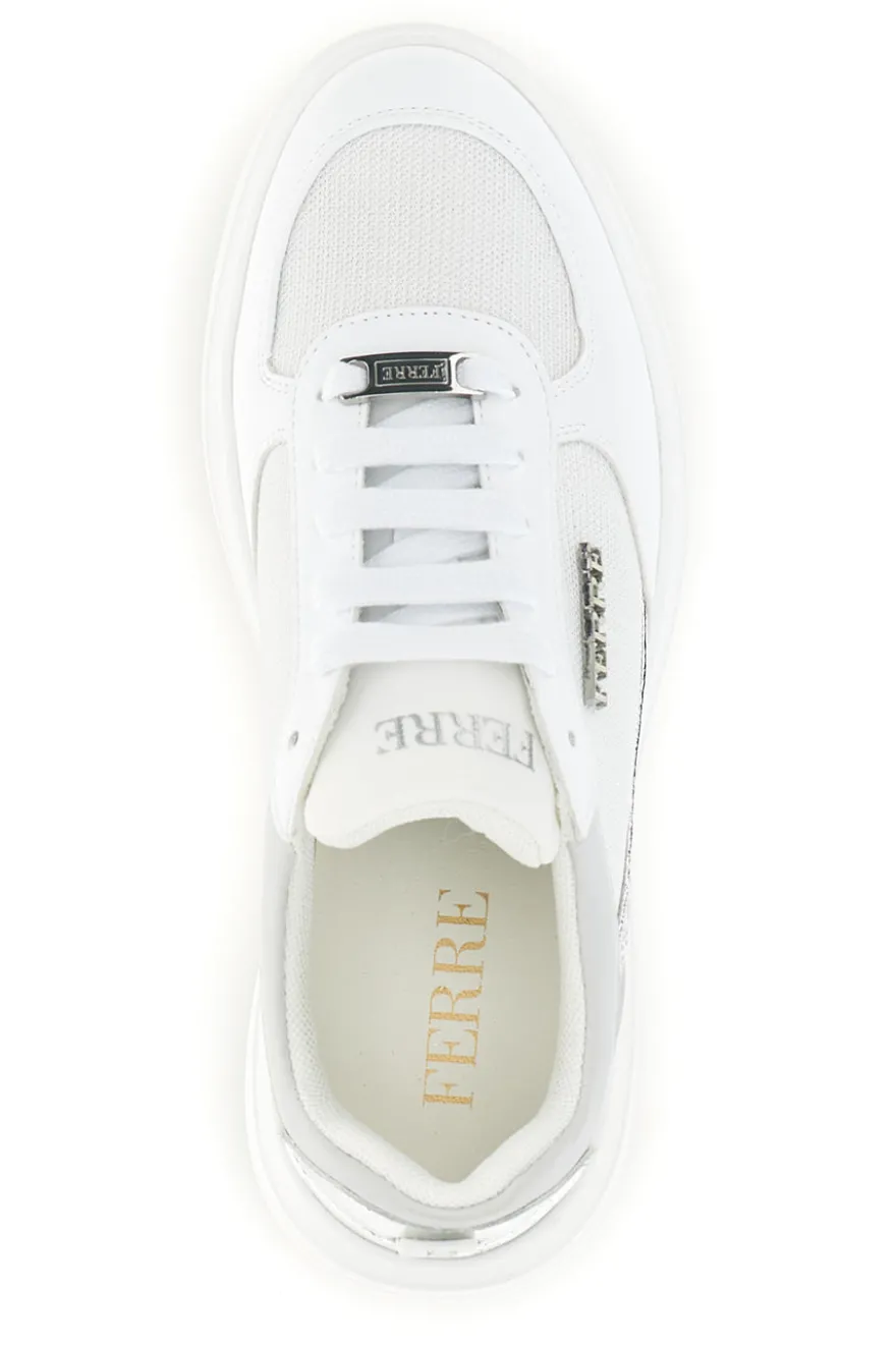 Sneakers bianche con dettagli argento Ferre F750