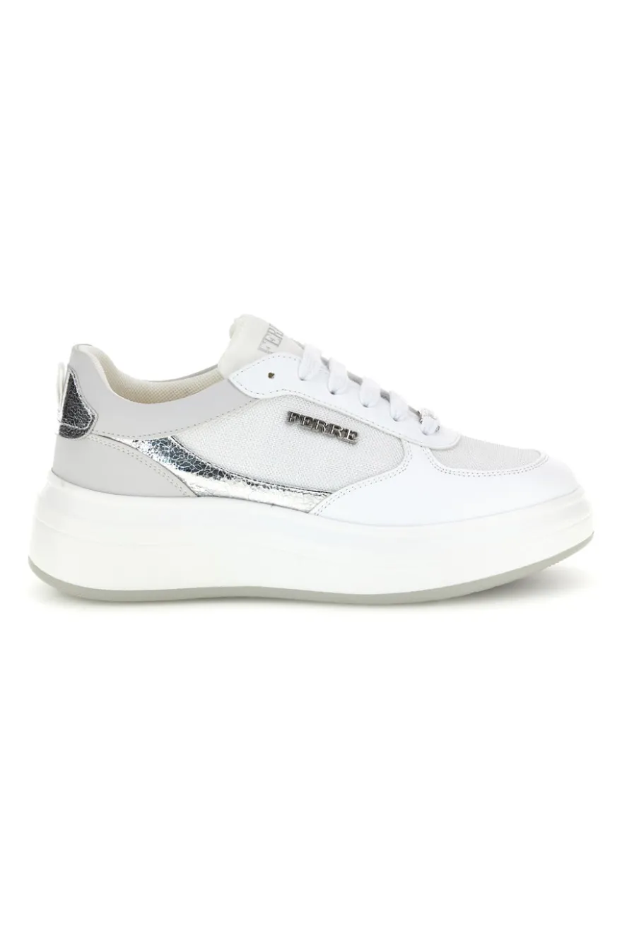 Sneakers bianche con dettagli argento Ferre F750