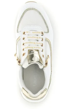 Sneakers bianche con dettagli dorati platform Laura Biagiotti 8481C9758