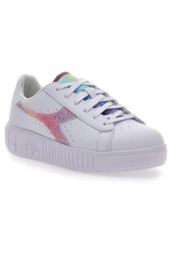 Sneakers Bianche Con Fregio Arcobaleno Diadora Game Step Glow Gs