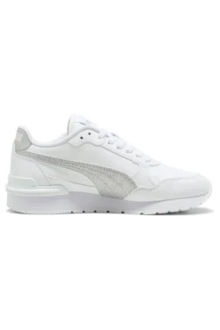 Sneakers bianche con glitter argento Puma ST Runner v4 SL Glitter Jr