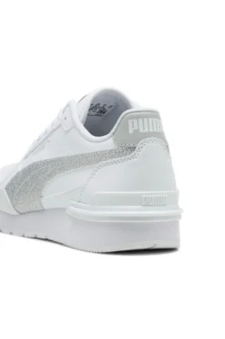 Sneakers bianche con glitter argento Puma ST Runner v4 SL Glitter Jr