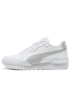 Sneakers bianche con glitter argento Puma ST Runner v4 SL Glitter Jr