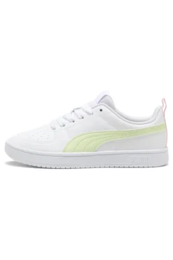 Sneakers bianche con inserti giallo chiaro e rosa Puma Rickie Jr