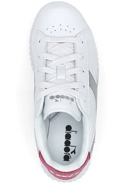 Sneakers Bianche con Logo Argento e Dettaglio Fuxia DIADORA GAME STEP METAL PS