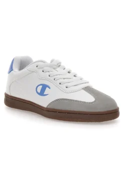 Sneakers Bianche con Logo Azzurro e Suola in Gomma CHAMPION PRESTIGE MIX MATERIAL