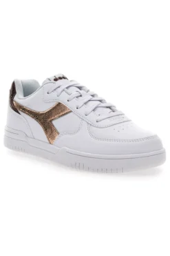 Sneakers Bianche con logo dorato DIADORA RAPTOR LOW CRYSTAL WN