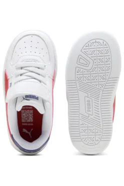 Sneakers Bianche con Logo Laterale Rosse e Velcro Puma Caven 2.0 AC+ Inf