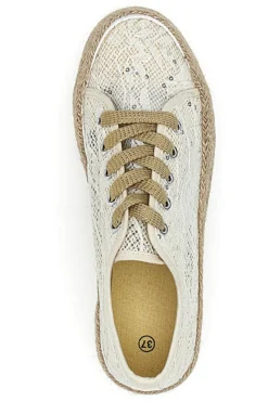 Sneakers bianche con paillettes e suola corda Energy E128