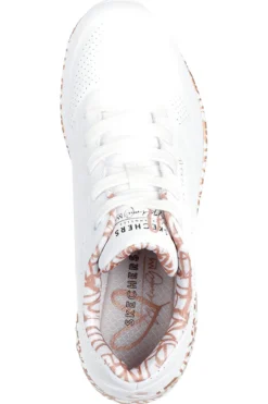 Sneakers bianche con stampa cuori oro rosa e cuscinetto ad aria Skechers UNO Loving Love