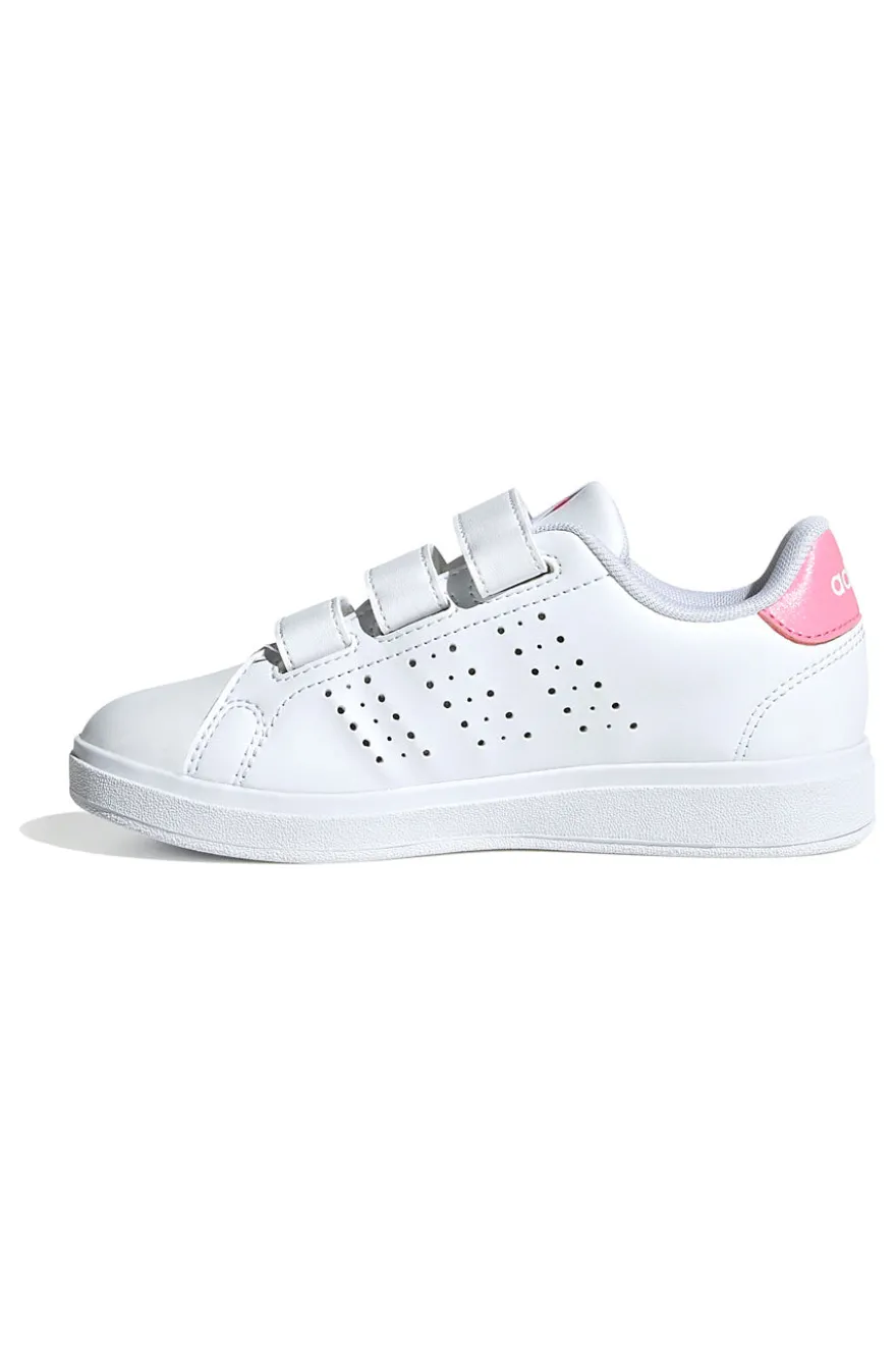 Sneakers bianche con strappo e dettagli rosa Adidas Advantage Base 2.0 CF C