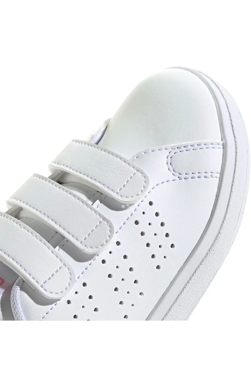 Sneakers bianche con strappo e dettagli rosa Adidas Advantage Base 2.0 CF C