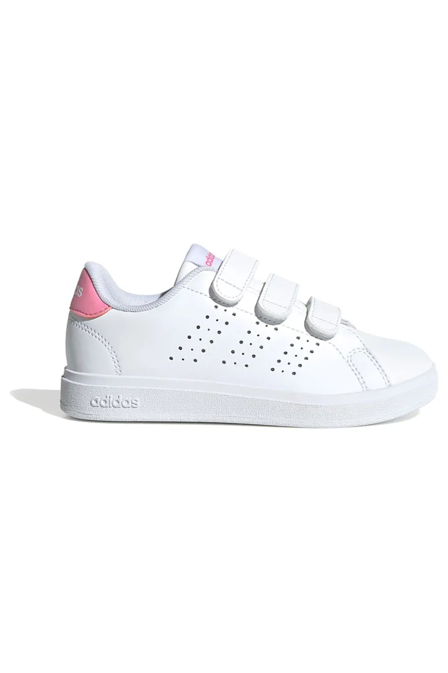 Sneakers bianche con strappo e dettagli rosa Adidas Advantage Base 2.0 CF C