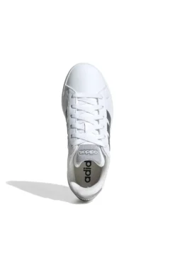 Sneakers bianche con strisce argento in pelle sintetica Adidas Grand Court 3 J