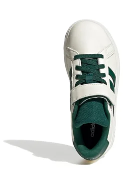 Sneakers bianche con strisce verdi e chiusura a strappo Adidas Grand Court 2 EL C