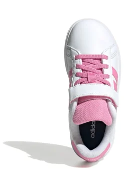 Sneakers bianche con strisce rosa e chiusura a strappo Adidas Grand Court 2 EL C
