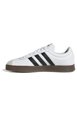 Sneakers bianche con strisce nere e punta in suede Adidas VL Court Base