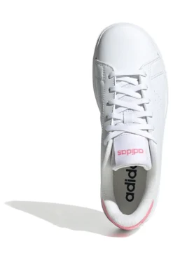 Sneakers bianche con tallone rosa e strisce traforate Adidas Advantage Base 2.0 J