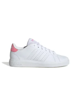 Sneakers bianche con tallone rosa e strisce traforate Adidas Advantage Base 2.0 J