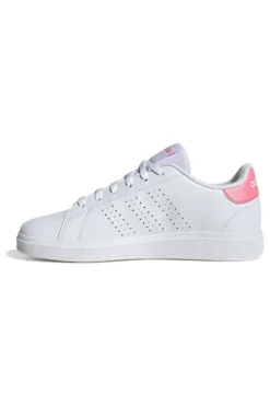 Sneakers bianche con tallone rosa e strisce traforate Adidas Advantage Base 2.0 J