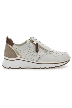 Sneakers Bianche con Tomaia in Pelle Traforata PRIMA RIGA 21464GLAM
