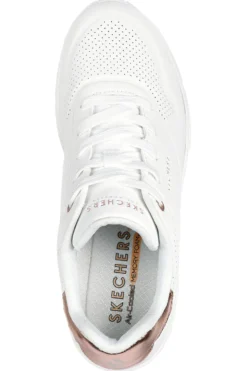 Sneakers bianche con zeppa e dettagli oro Skechers Uno Wedge Hi Steps
