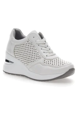 Sneakers bianche con zeppa traforate Mio tempo 137